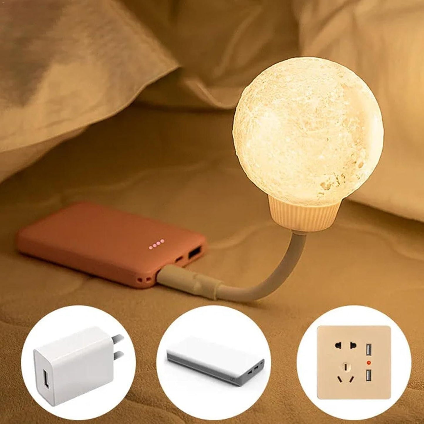 Moon LED Night Light – 3D Lunar Lamp for Bedroom, Home & Office Decor
